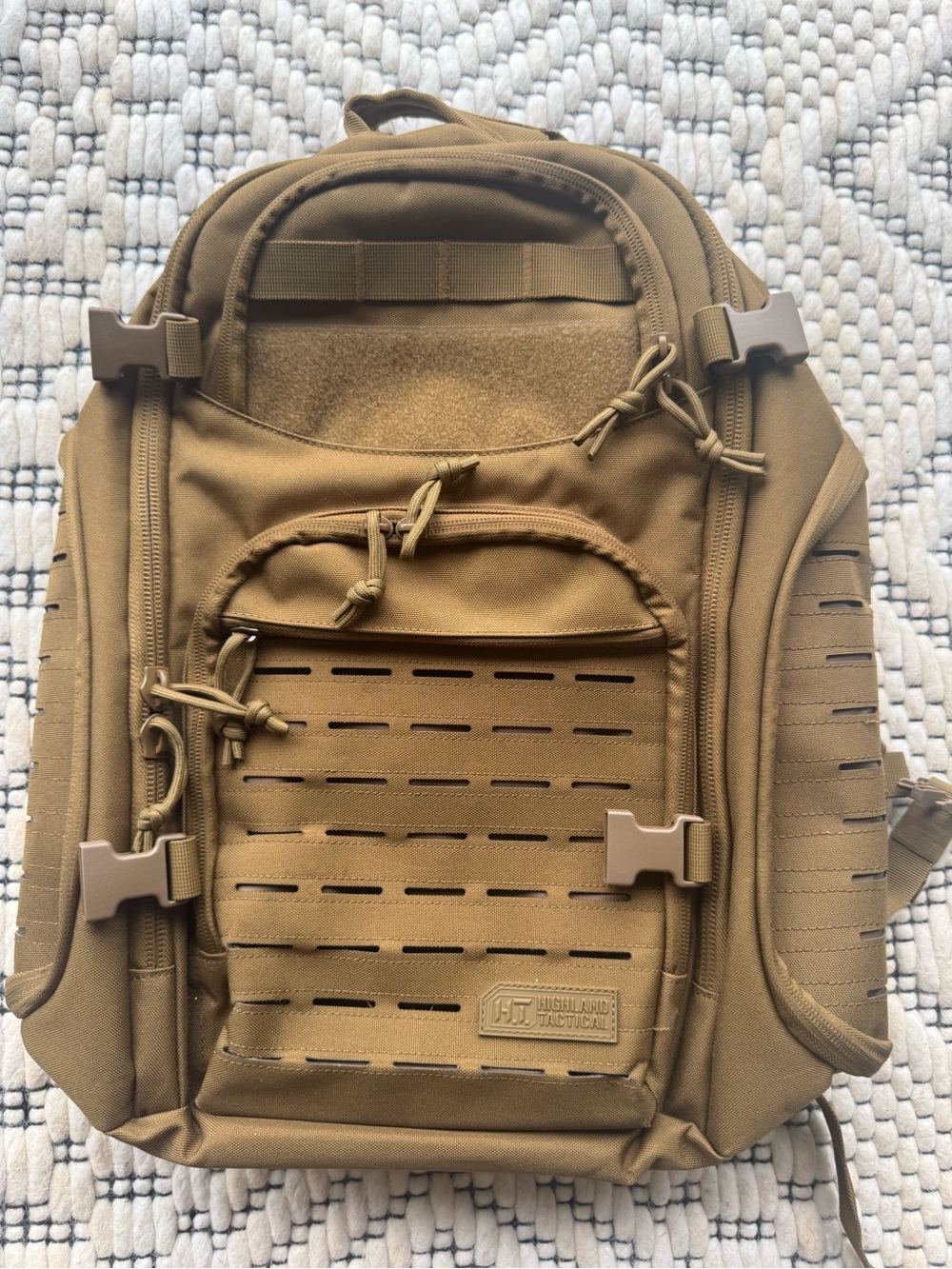 Compact Tan Military-Style Backpack